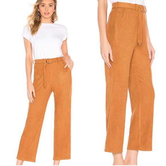 House of Harlow 1960 Pants - House of Harlow x Revolve Gavin Ribbed Suede Belted Trouser Pant Toffee